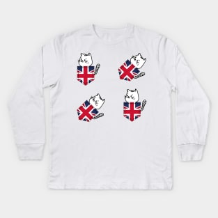 Patriotic Pocket Pussy - Cat Lover -  British Patriot Kids Long Sleeve T-Shirt